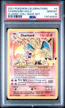 2021 POKEMON CELEBRATIONS CLASSIC COLL #4 CHARIZARD-HOLO PSA 10 - Image 1