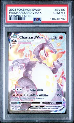 2021 POKEMON SWORD & SHIELD SHINING FATES #SV107 FULL ART/CHARIZARD VMAX PSA 10 - Image 1