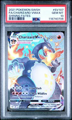2021 POKEMON SWORD & SHIELD SHINING FATES #SV107 FULL ART/CHARIZARD VMAX PSA 10 - Image 1