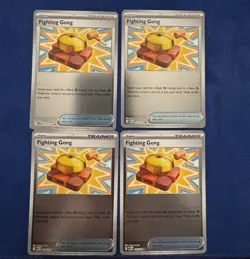 4x Fighting Gong Reverse Holo Item 116/132 Pokemon Mega Evolution Playset EN - Image 1
