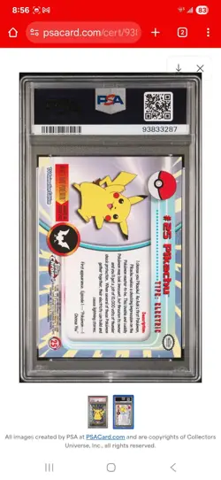 PSA 8 Topps Chrome Pikachu #25 2000 Pokemon T. V. - Image 2