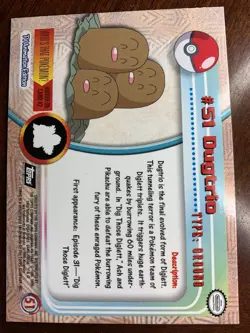 1999 Topps Pokemon TV #51 Dugtrio Rainbow Foil Black Logo - Image 2
