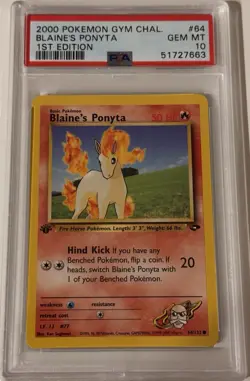 Blaine’s Ponyta 1st Edition 2000 Pokemon Gym Challenge PSA 10 - Image 1