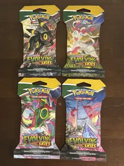 Pokemon Evolving Skies Sleeved Booster Pack X4 Full Art Set Collection! Mint Tcg - Image 1