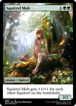 SQUIRREL MOB : MTG altered-art magic card : with Cute Redhead! - Image 1
