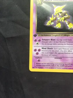 Pokemon Cards: Team Rocket 1st Edition Rare: Dark Alakazam 18/82 - Image 5