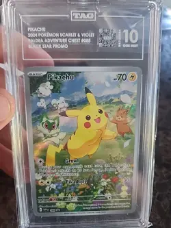 Pokemon Pikachu SVP088 Promo Card 2024 Scarlet & Violet Black Star Promo TAG 10 - Image 1