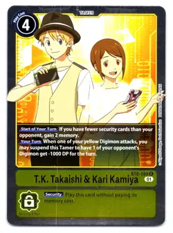 T.K. Takaishi & Kari Kamiya BT6-089 (R) Digimon FOIL Card - Image 1