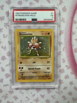 Pokemon TCG Hitmonchan Base Set Holo Unlimited Rare Card 007/102 PSA 5 - Image 1