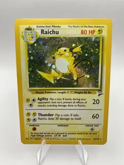 Pokemon TCG Base Set 2 Raichu Holo Unlimited Rare Card 16/130 MP - Image 1