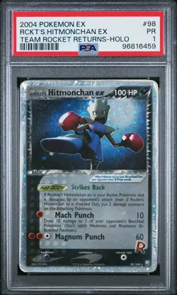 2004 POKEMON EX TEAM ROCKET RETURNS #98 ROCKET'S HITMONCHAN EX-HOLO PSA 1 - Image 1