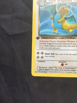Pokemon Cards: Team Rocket 1st Edition Rare: Dark Dragonite 22/82 - Image 5