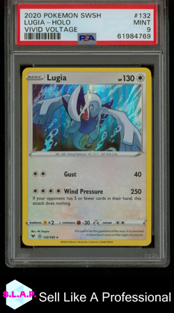 LUGIA-HOLO VIVID VOLTAGE POKEMON SWORD & SHIELD VIVID VOLTAGE 2020 132 PSA 9 - Image 1