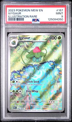 2023 POKEMON SV 151 - MEW EN #167/165 IVYSAUR ILLUSTRATION RARE PSA 9 - Image 1