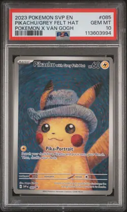 2023 POKEMON SVP EN-SV BLACK STAR PROMO #085 PIKACHU WITH GREY FELT HAT PSA 10 - Image 1
