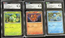 Pokemon TCG Bulbasaur Charmander Squirtle 151 Black Star Promos CGC 9.5 SWIRL🌀 - Image 1