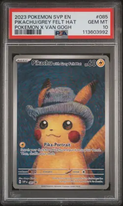 2023 POKEMON SVP EN-SV BLACK STAR PROMO #085 PIKACHU WITH GREY FELT HAT PSA 10 - Image 1