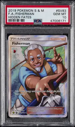 2019 POKEMON SUN & MOON HIDDEN FATES #SV83 FULL ART/FISHERMAN PSA 10 - Image 1