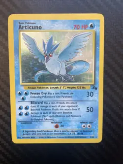 Pokemon TCG Articuno Holo Rare Card 2/62 Fossil Unlimited LP-MP Condition - Image 1