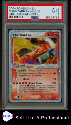 CHARIZARD EX-HOLO FIRE RED & LEAF GREEN POKEMON EX 2004 105 PSA 9 - Image 1