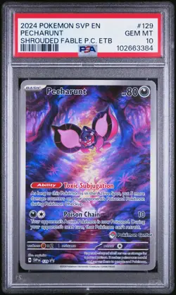 2024 POKEMON SHROUDED FABLE POKEMON CENTER ETB SVP EN-SV #129 PECHARUNT PSA 10 - Image 1