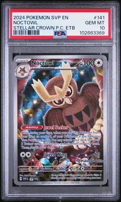 2024 POKEMON SVP EN-SV BLACK STAR PROMO POKEMON CENTER ETB #141 NOCTOWL PSA 10 - Image 1