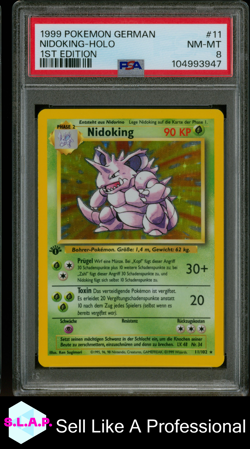 NIDOKING-HOLO 1ST EDITION POKEMON GERMAN 1999 11 PSA 8 - Image 1