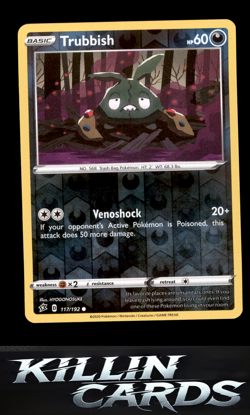 Reverse Holofoil Trubbish 117/192 Pokemon Common SWSH02: Rebel Clash Card NM - Image 1
