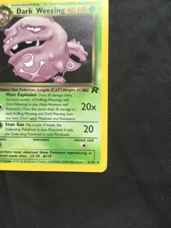 Pokemon Cards: Team Rocket 1st Edition Rare: Dark Weezing 31/82 - Image 4