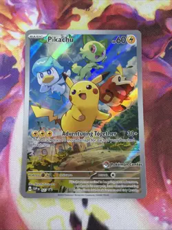 Pikachu 027 SVP Pokemon Center Stamp Stamped Paldea Promo Pokemon Card - Image 1