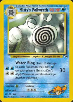 Misty's Poliwrath 31/132 Unlimited Rare Gym Heroes Pokemon Card NM - Image 1