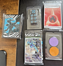 Pokemon Black Bolt ETB Thundurus prom, dice, 65 card sleeves, coins & 45 energys - Image 1