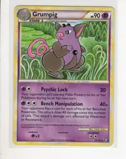 GRUMPIG HGSS TRIUMPHANT SET RARE NON HOLO-FOIL POKEMON CARD 23/102 LP - Image 1
