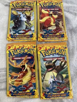 Pokemon XY Flashfire Booster Pack 3-Card Mini Pack 4 Art Set New Sealed - Image 1