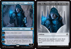 JACE, UNRAVELER OF SECRETS w/ Emblem mtg NM-M Innistrad Remastered Mythic - Image 1