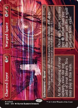 Borderless CHARRED FOYER // WARPED SPACE mtg NM-M Duskmourn Mythic - Image 1