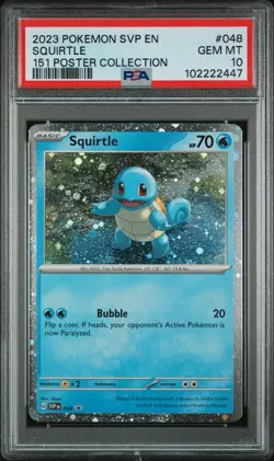 2023 POKEMON SVP EN-SV BLACK STAR PROMO 151 POSTER COLL #048 SQUIRTLE PSA 10 - Image 1