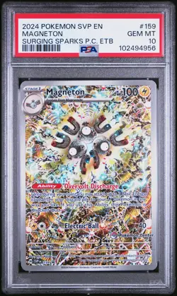 2024 POKEMON SURGING SPARKS POKEMON CENTER ETB PROMO SVP #159 MAGNETON PSA 10 - Image 1