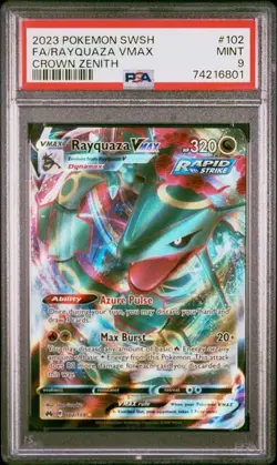 2023 POKEMON SWSH CROWN ZENITH FULL ART RAYQUAZA VMAX #102 - PSA 9 MINT - Image 1