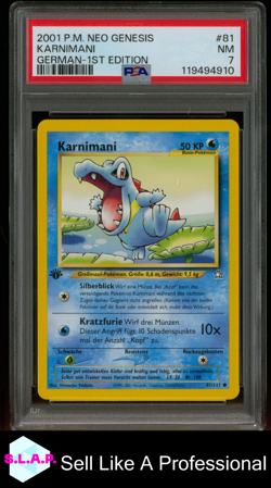 KARNIMANI GERMAN-1ST EDITION POKEMON GERMAN NEO GENESIS 2001 81 PSA 7 - Image 1