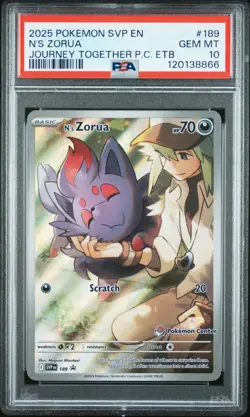 2025 POKEMON SVP EN-SV BLACK STAR PROMO #189 N'S ZORUA PSA 10 - Image 1