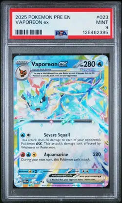 2025 Pokemon PRE EN Vaporeon ex #023/131 PSA 9 - Image 1