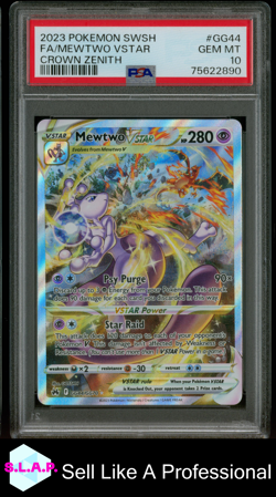 FA/MEWTWO VSTAR CROWN ZENITH POKEMON SWSH CROWN ZENITH 2023 GG44 PSA 10 - Image 1