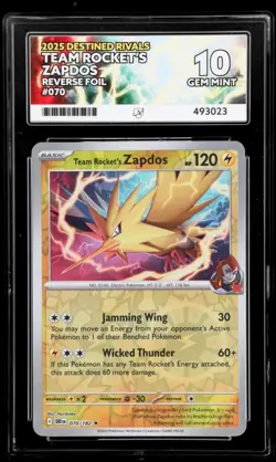 Pokemon TCG: Destined Rivals Team Rocket's Zapdos #070 ACE 10 Gem Mint 💎 - Image 1
