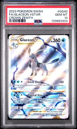 2023 POKEMON SWORD & SHIELD CROWN ZENITH #GG40 FULL ART/GLACEON VSTAR PSA 10 - Image 1