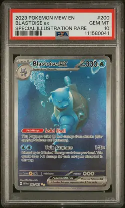 2023 POKEMON MEW EN-151 SPECIAL ILLUSTRATION RARE #200 BLASTOISE EX PSA 10 - Image 1