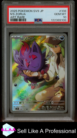 N'S ZORUA ART RARE POKEMON JAPANESE SV9-BATTLE PARTNERS 2025 108 PSA 10 - Image 1