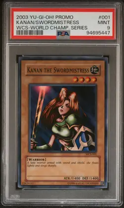 2003 YU-GI-OH! PROMO WCS-WORLD CHAMP SER #001 KANAN THE SWORDMISTRESS PSA 9 - Image 1
