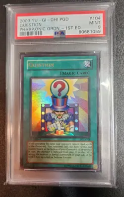 2003 Yugioh PGD Question #104 Pharaonic Garden 1st edition Ultra Rare PSA 9 Mint - Image 1