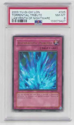 TORRENTIAL TRIBUTE YUGIOH LON-025 UNLIMITED HOLOFOIL GRADED NM-MT 8 2003 - Image 1